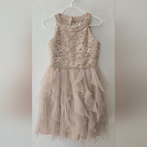 Speechless Kids Lace Dress in Cream and Gold